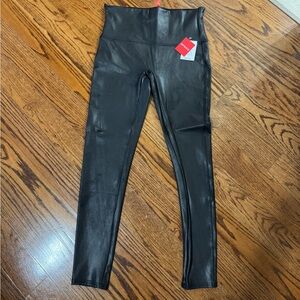 SPANX Shiny Black Faux Leather Leggings